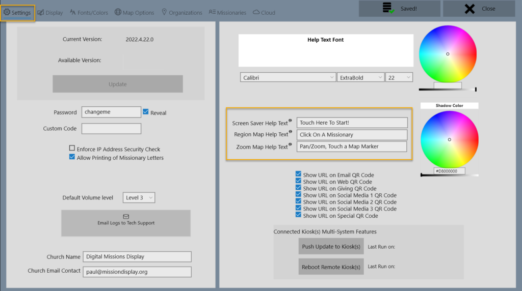 screensaver help region help and zoom map help text fields screenshot